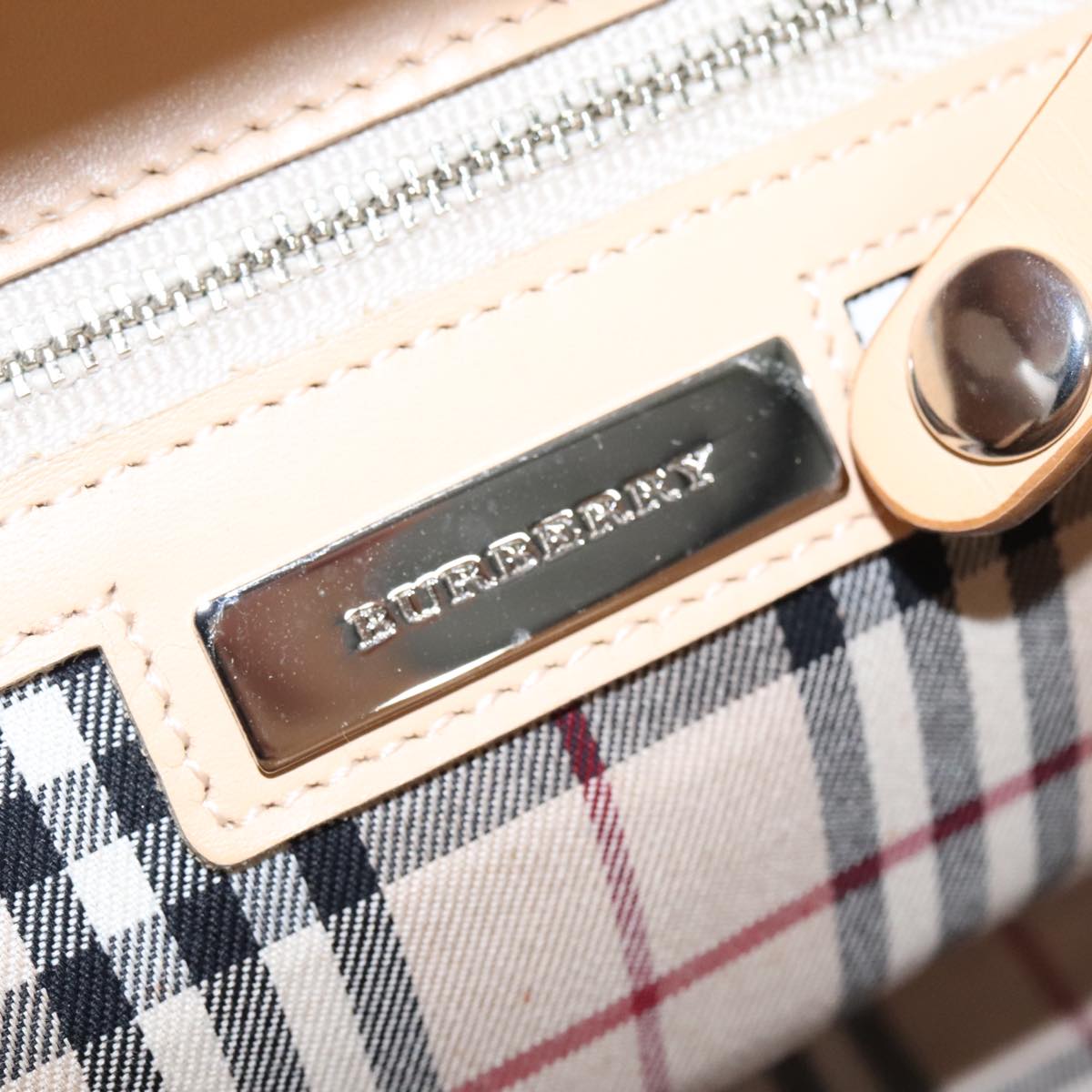 Burberry Nova Check Beige Canvas Handbag (Pre-Owned)