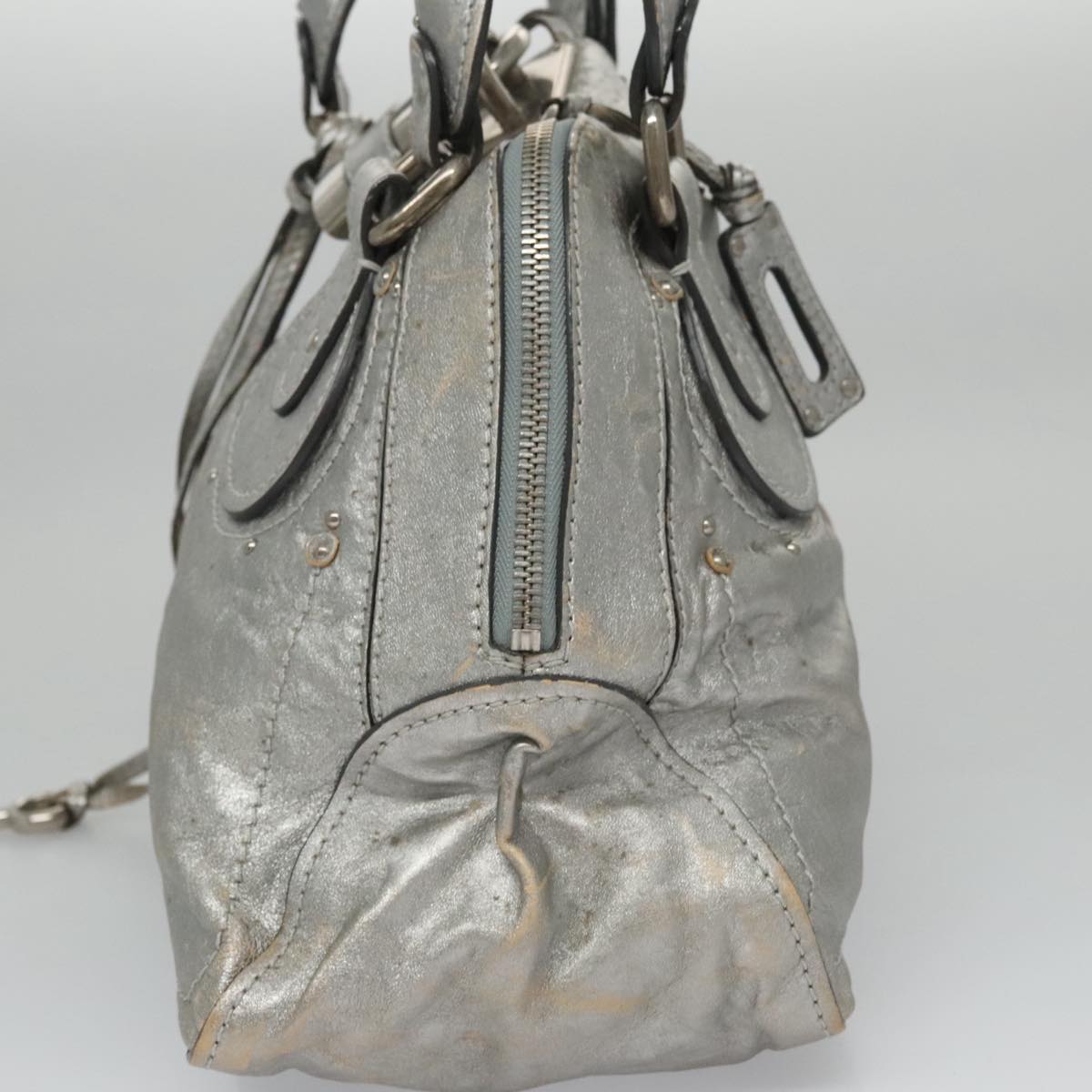 Chloé Paddington Silver Leather Handbag (Pre-Owned)