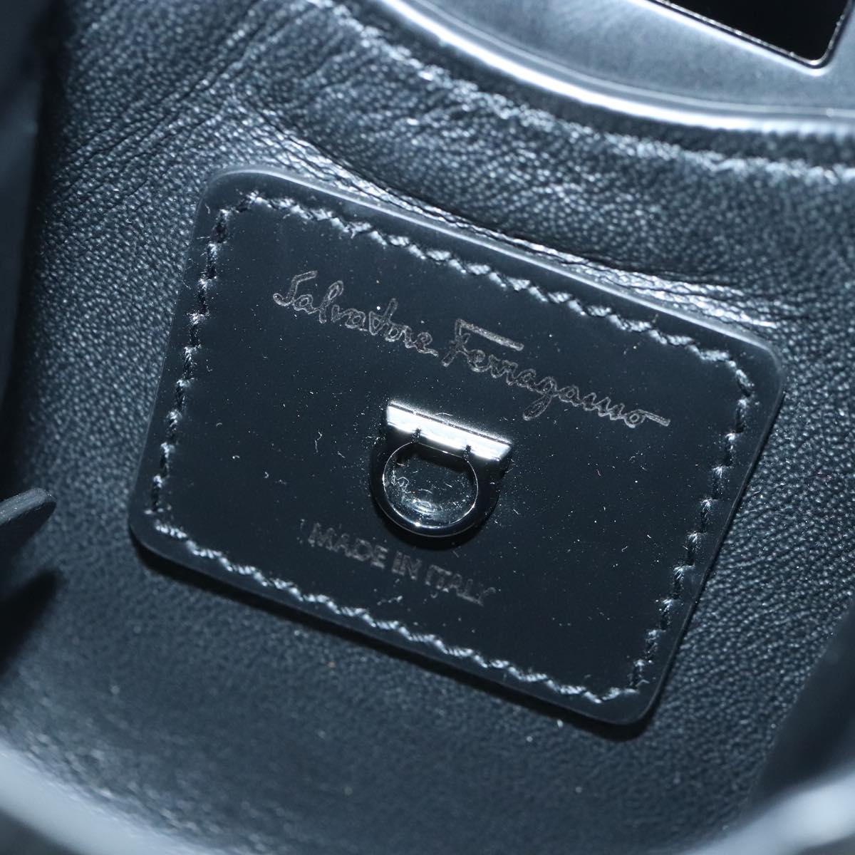 Salvatore Ferragamo Gancini Black Leather Handbag (Pre-Owned)