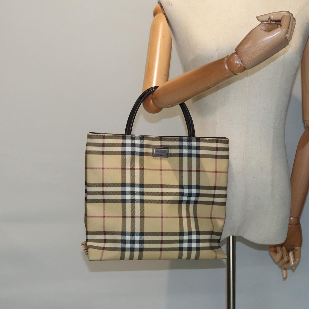 Burberry Nova Check Beige Canvas Tote Bag (Pre-Owned)