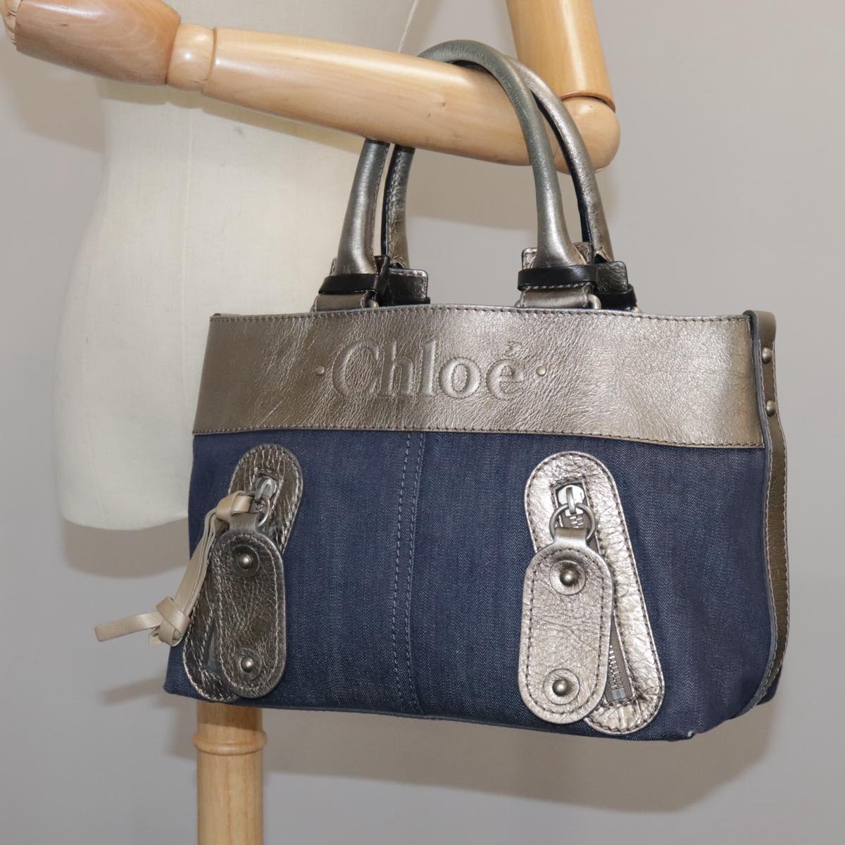 Chloé Blue Canvas Handbag (Pre-Owned)