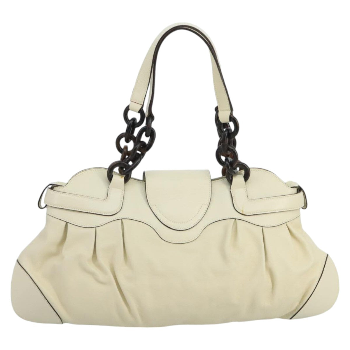 Salvatore Ferragamo White Leather Shoulder Bag (Pre-Owned)