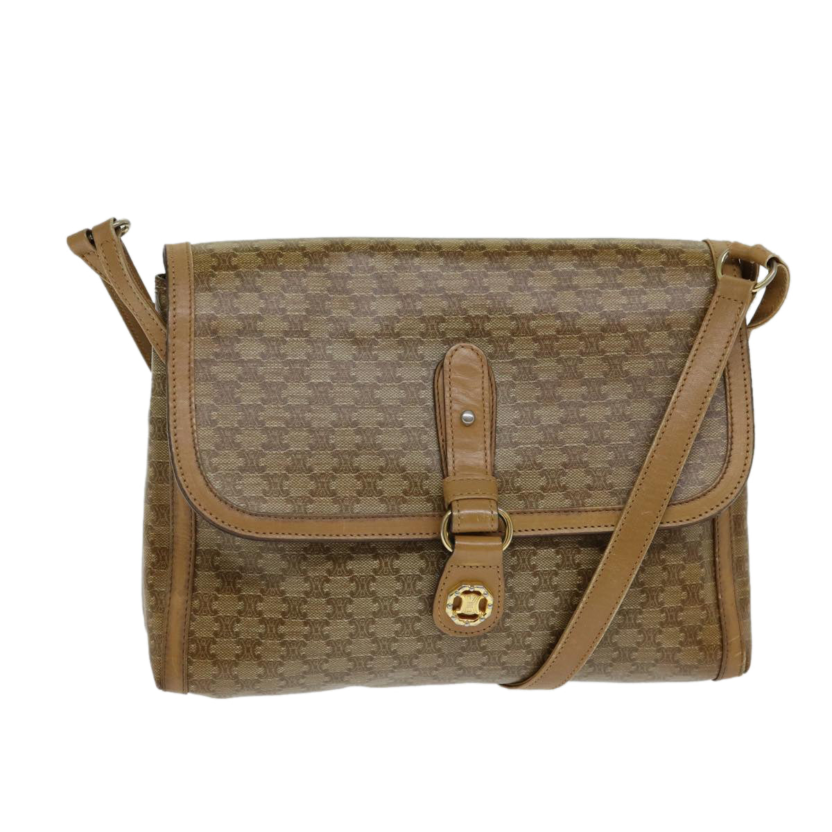 Céline Macadam Beige Canvas Shoulder Bag (Pre-Owned)