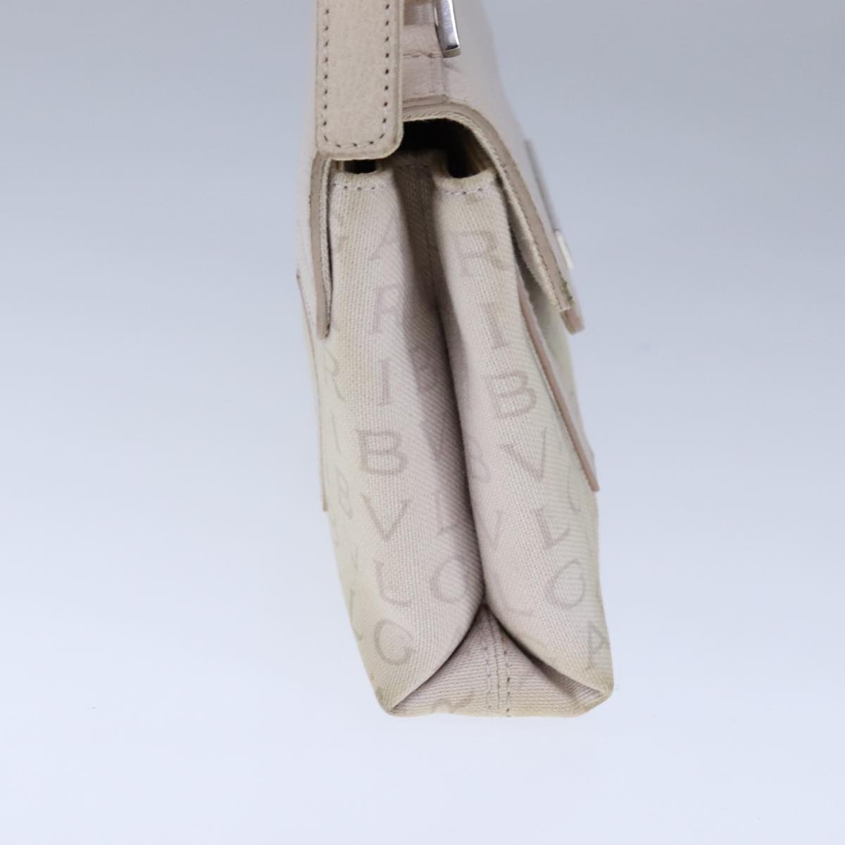 Bulgari Logo Mania Beige Canvas Shoulder Bag (Pre-Owned)