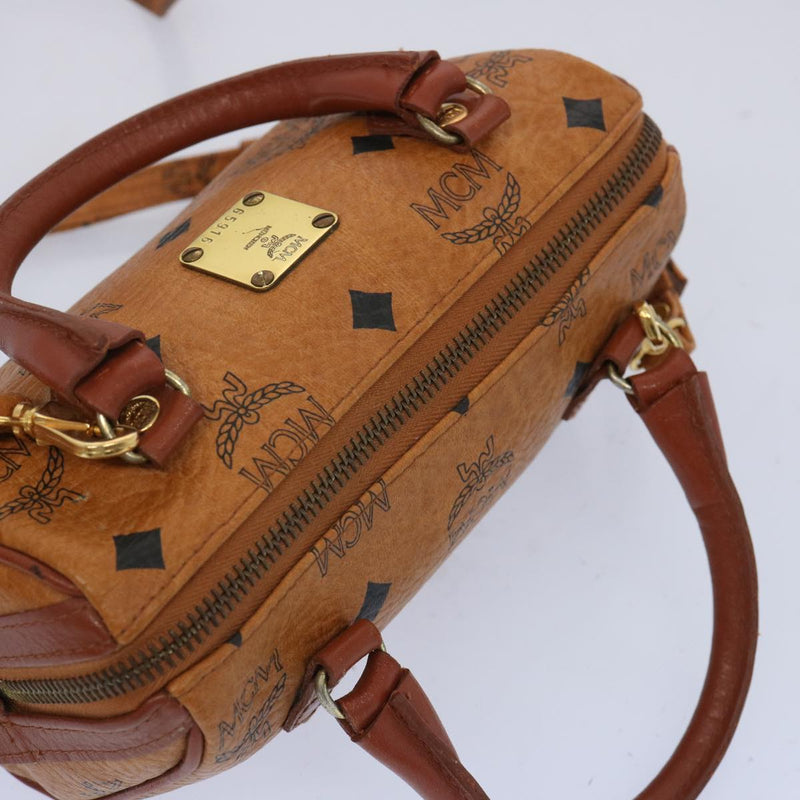 MCM Visetos Brown Leather Handbag (Pre-Owned)