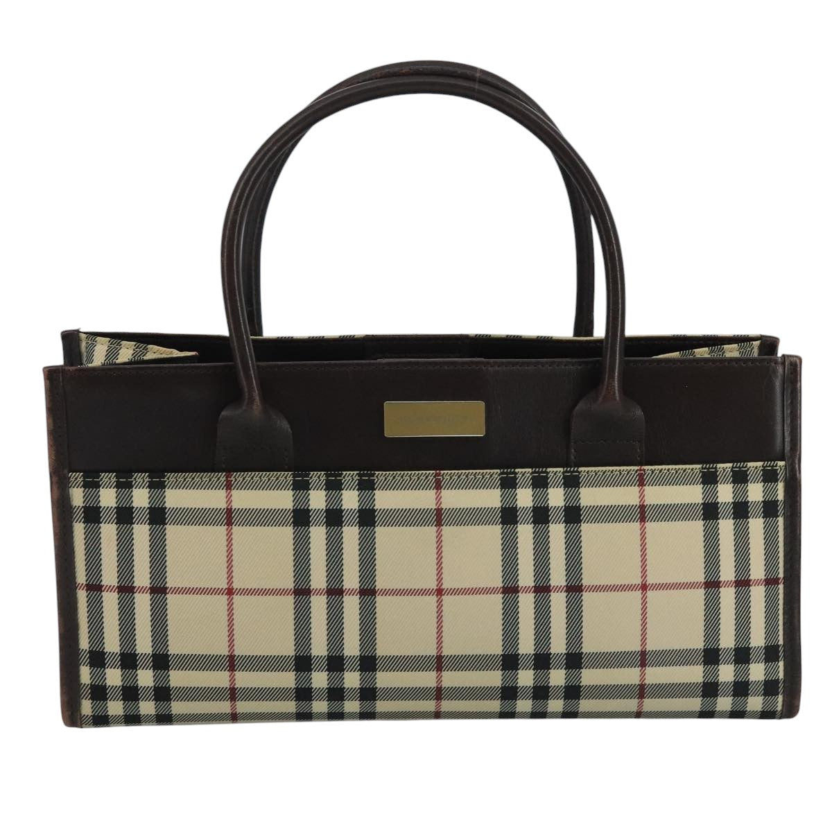 Burberry Nova Check Beige Canvas Handbag (Pre-Owned)