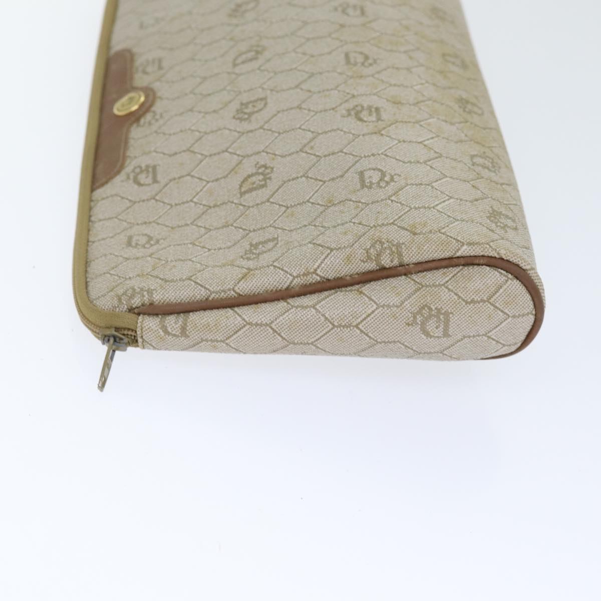 Dior Honeycomb Beige Canvas Clutch Bag (Pre-Owned)