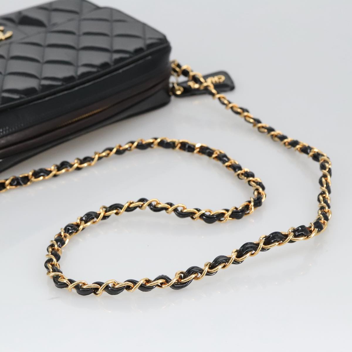 Chanel Classic Flap Black Patent Leather Shoulder Bag (Pre-Owned)