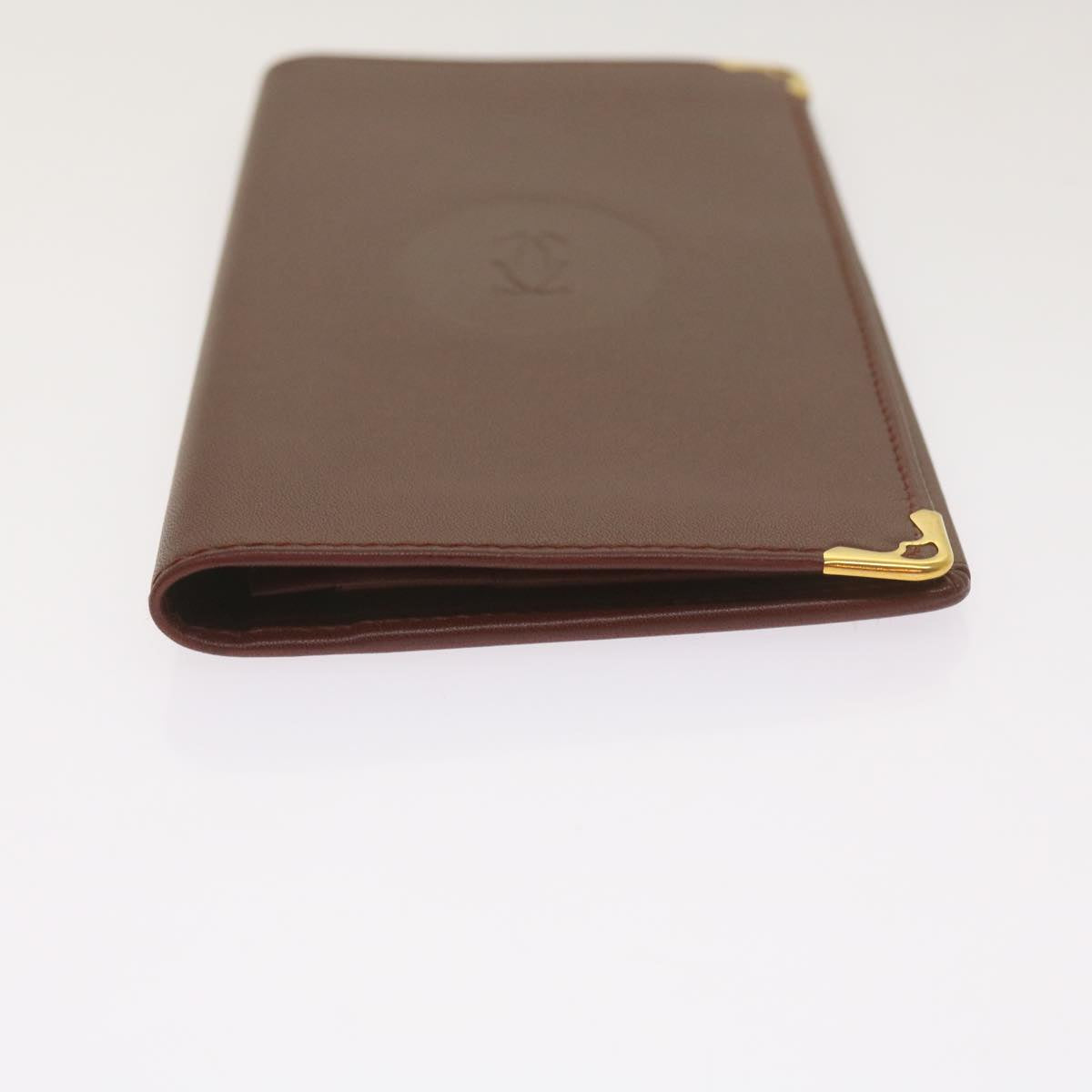 Cartier Must De Cartier Burgundy Leather Wallet  (Pre-Owned)
