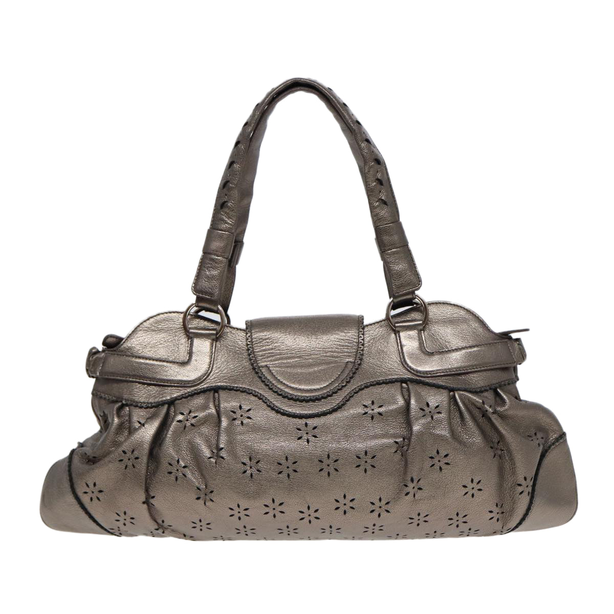 Salvatore Ferragamo Gancini Gold Leather Shoulder Bag (Pre-Owned)
