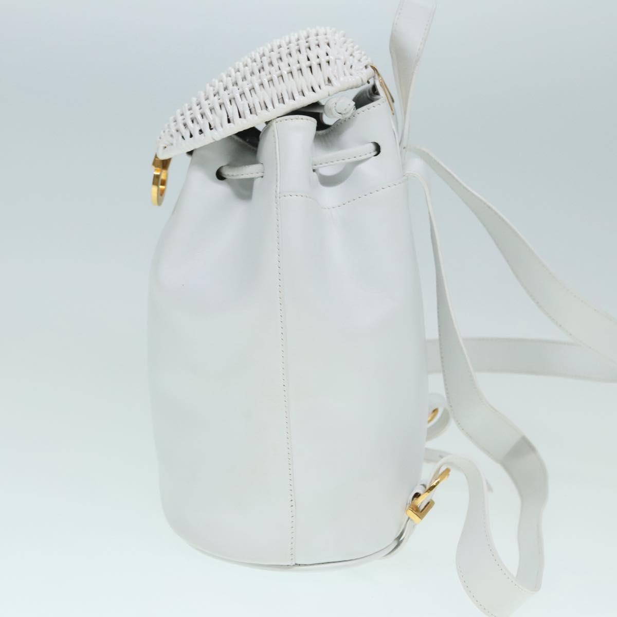 Salvatore Ferragamo White Leather Backpack Bag (Pre-Owned)