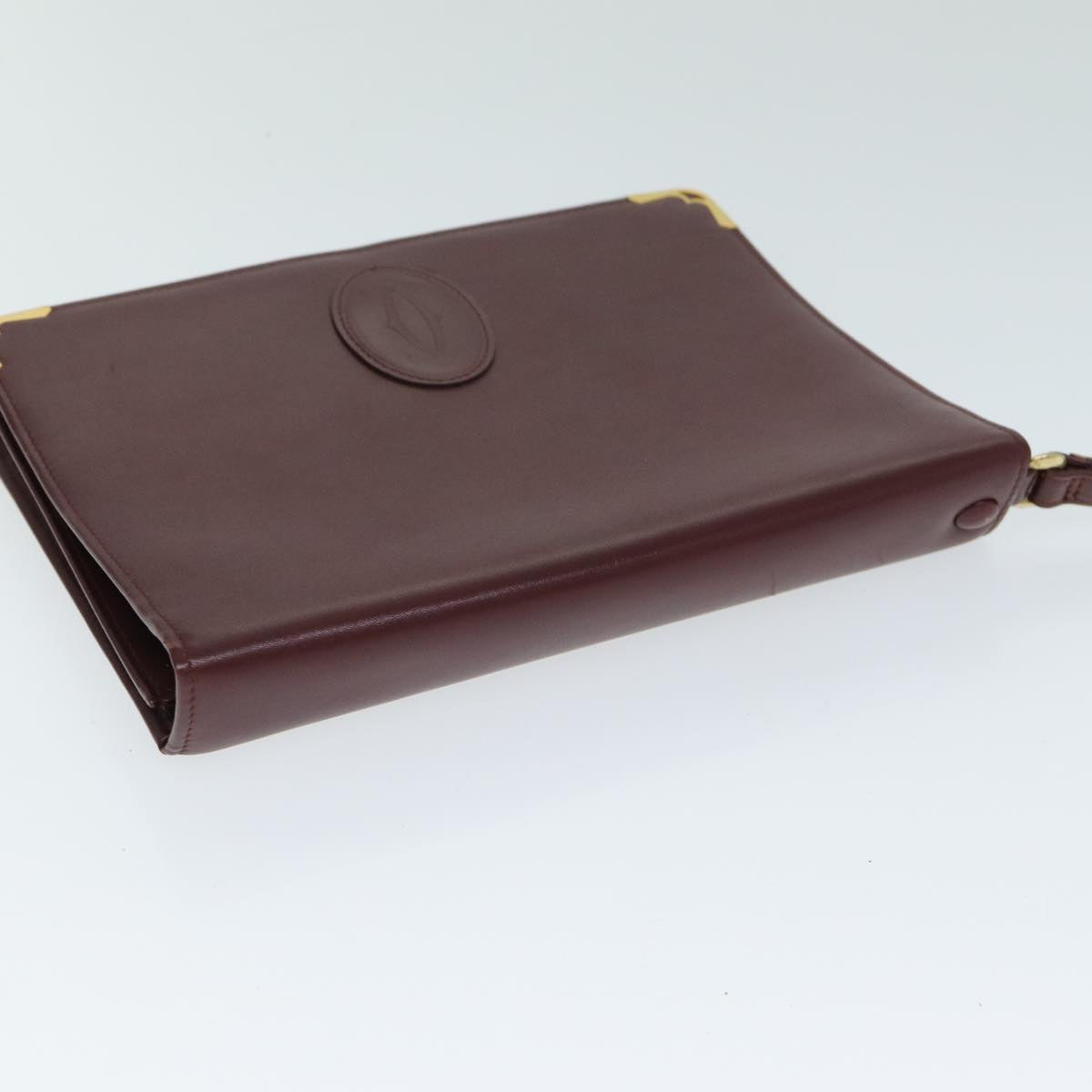 Cartier Must De Cartier Burgundy Leather Clutch Bag (Pre-Owned)