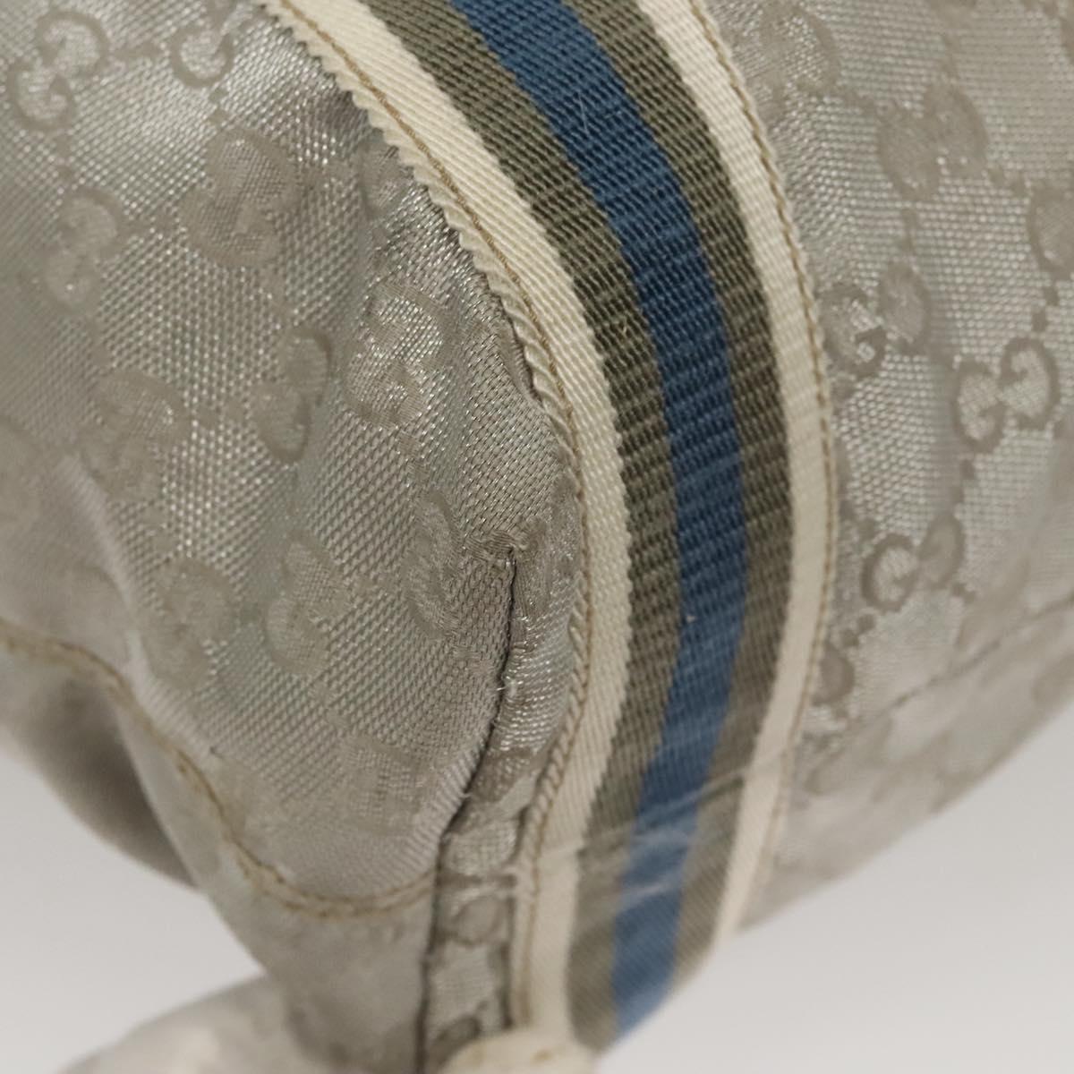 Gucci Sherry Silver Canvas Tote Bag (Pre-Owned)