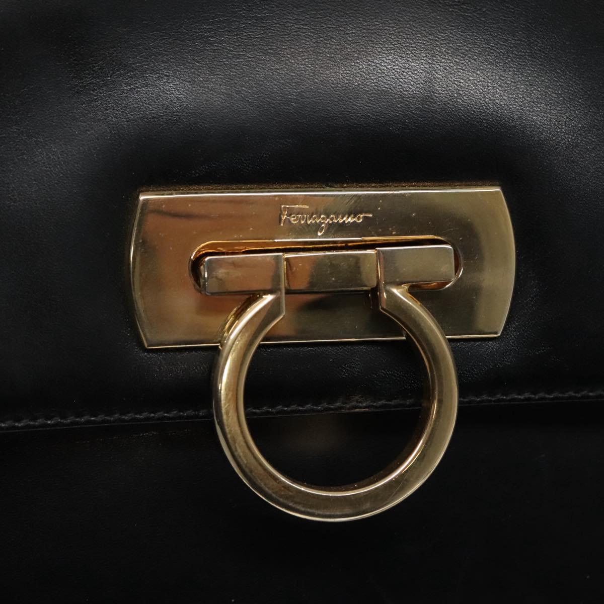 Salvatore Ferragamo Gancini Black Leather Handbag (Pre-Owned)