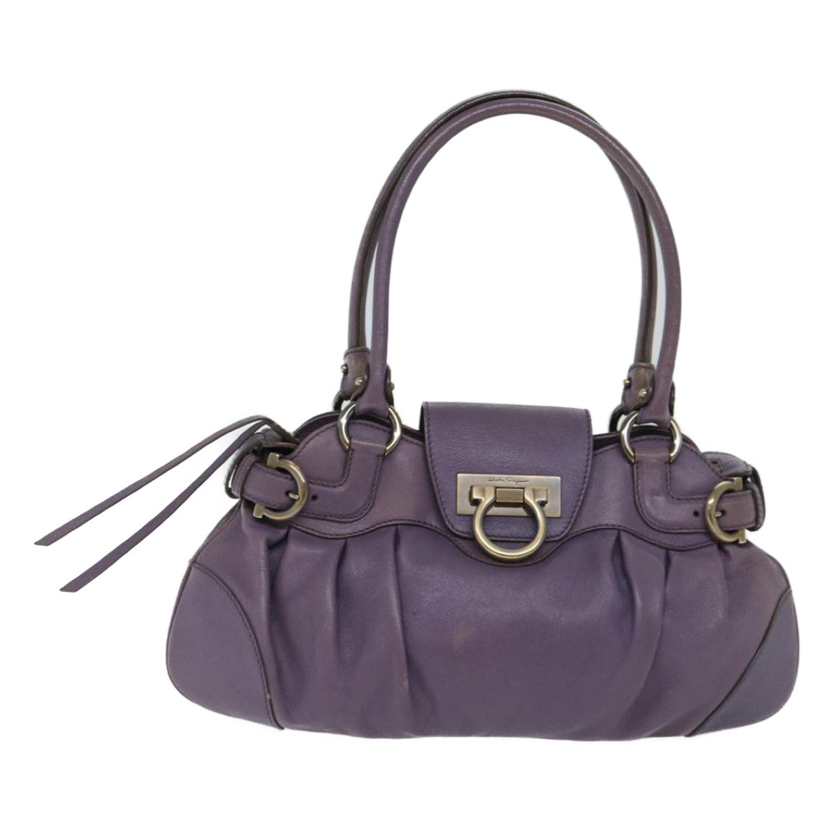 Salvatore Ferragamo Gancini Purple Leather Handbag (Pre-Owned)