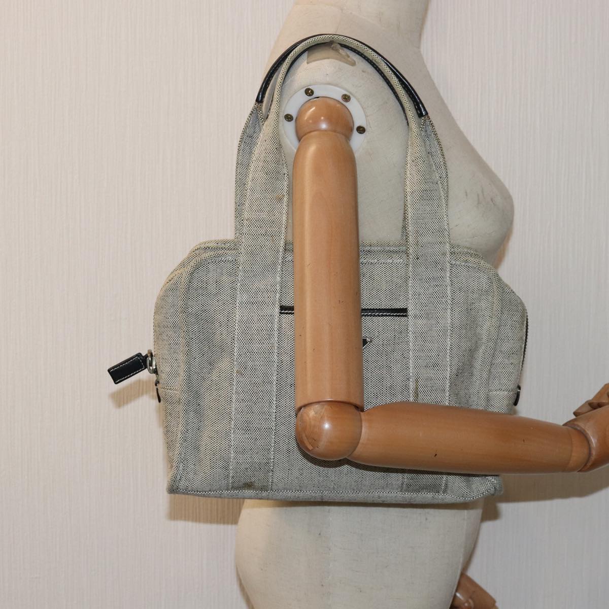 Prada Grey Canvas Handbag (Pre-Owned)