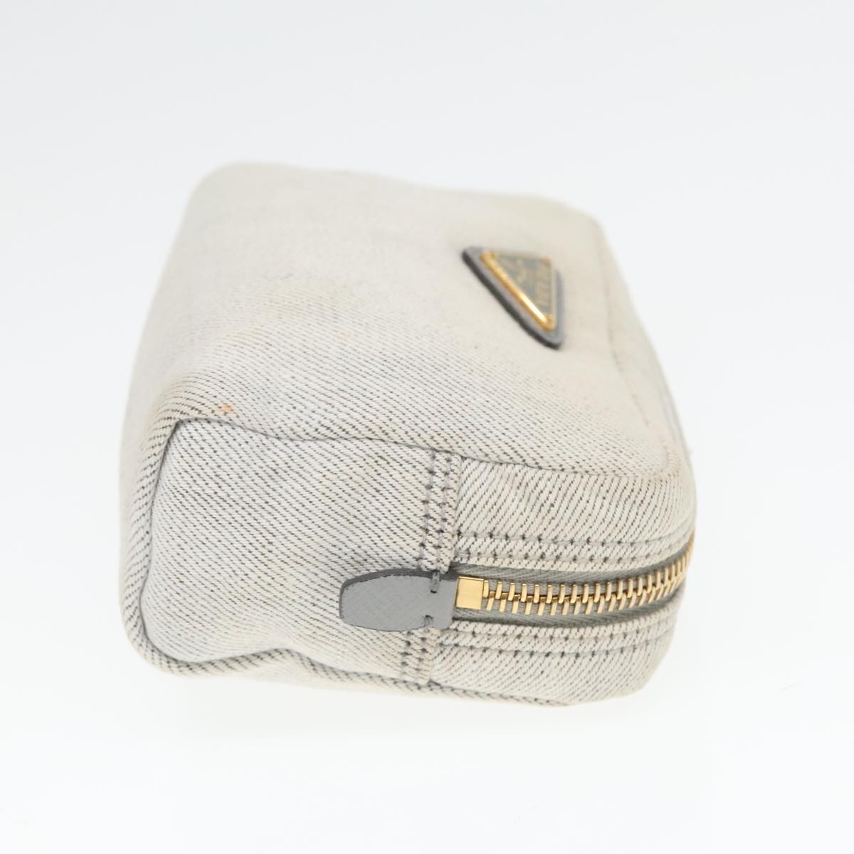 Prada Triangle Logo Beige Denim - Jeans Clutch Bag (Pre-Owned)