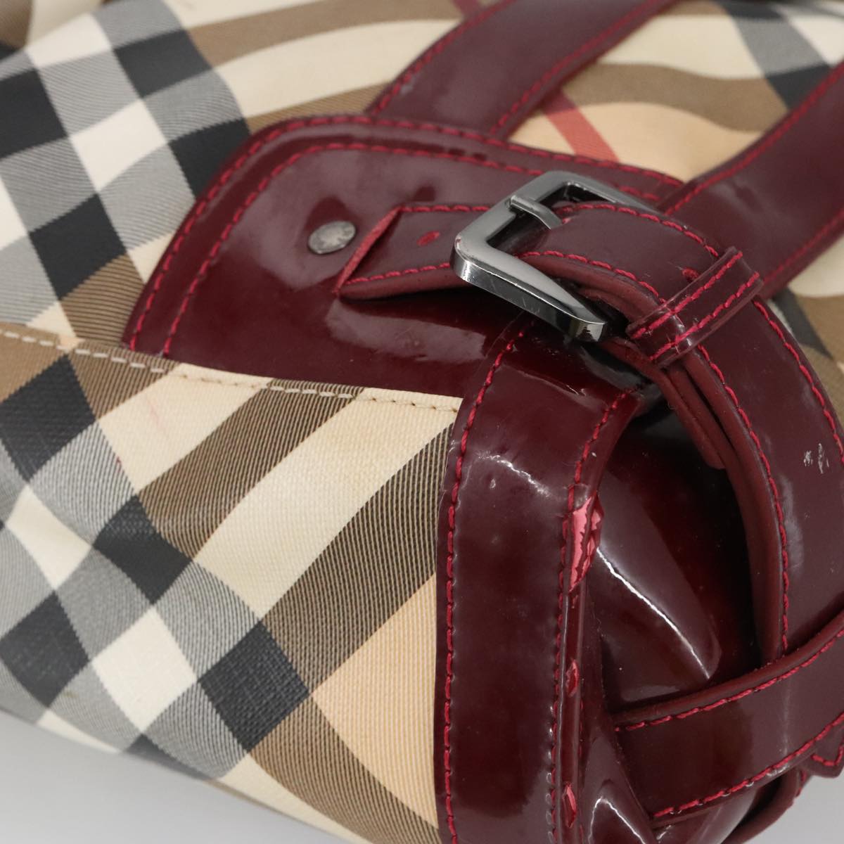 Burberry Nova Check Beige Canvas Handbag (Pre-Owned)