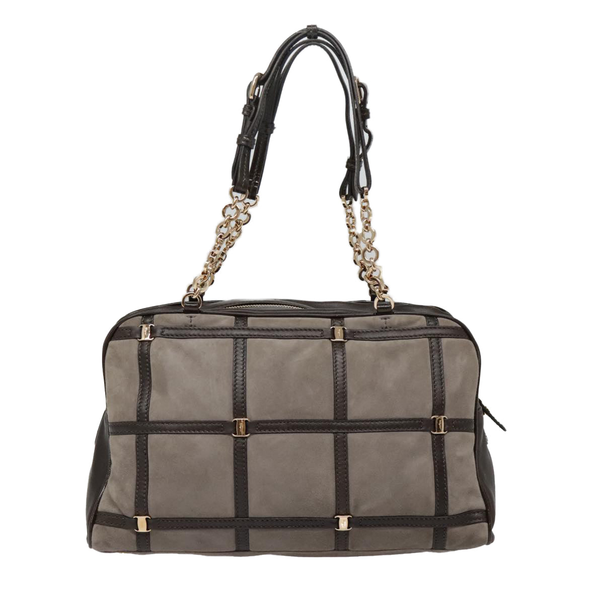 Salvatore Ferragamo Grey Suede Shoulder Bag (Pre-Owned)