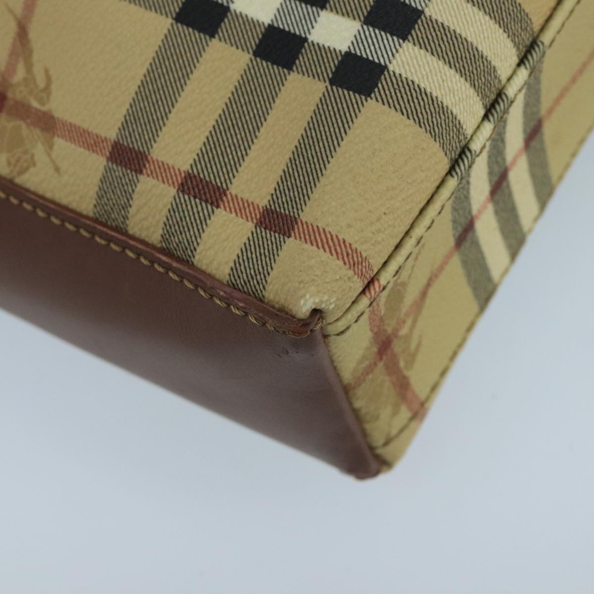 Burberry Nova Check Beige Canvas Shoulder Bag (Pre-Owned)