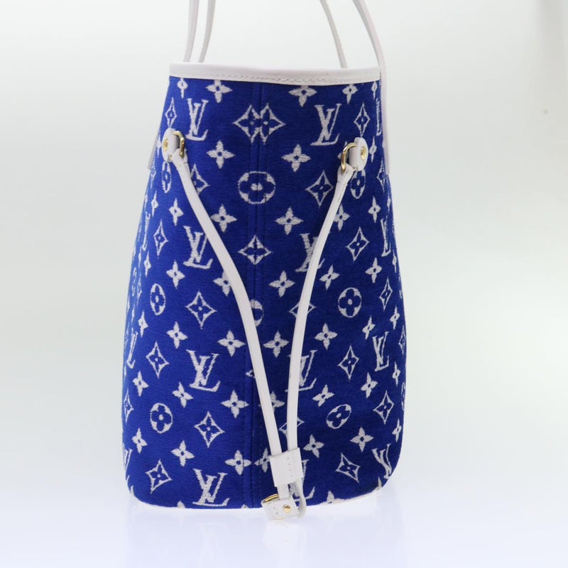 Louis Vuitton Neverfull Mm Blue Leather Tote Bag (Pre-Owned)