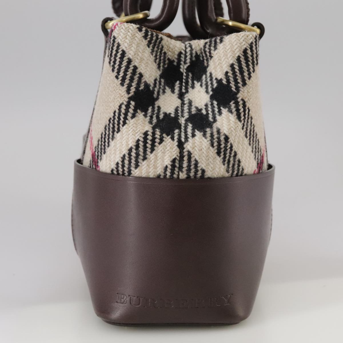 Burberry Nova Check Beige Wool Handbag (Pre-Owned)