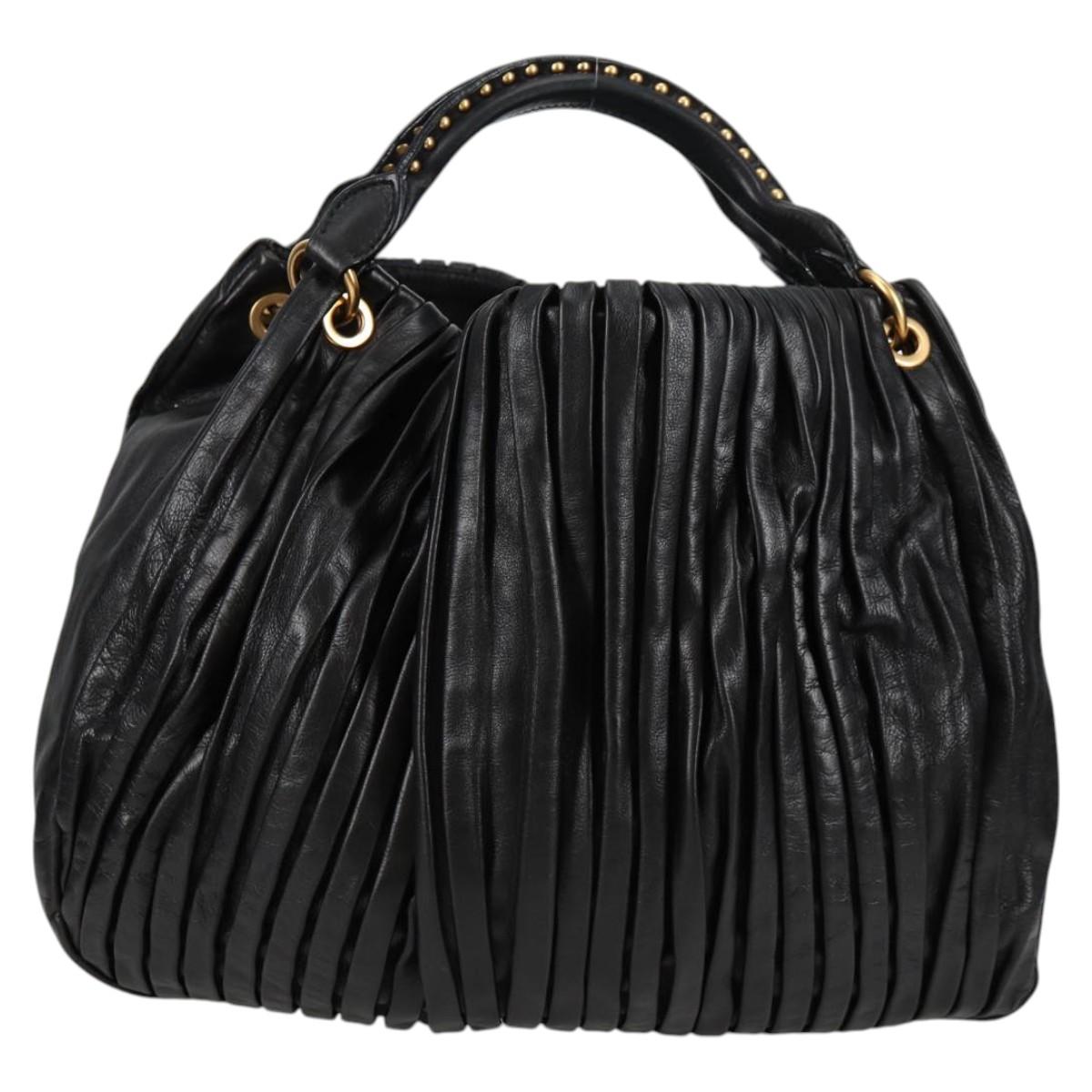 Miu Miu Matelassé Black Leather Handbag (Pre-Owned)