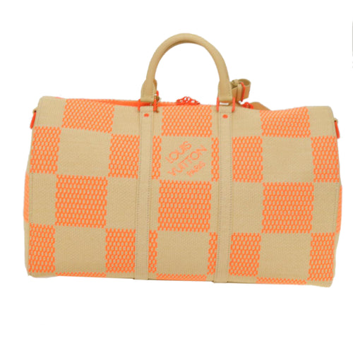 Louis Vuitton Keepall Bandouliere 50 Orange Canvas Travel Bag (Pre-Owned)