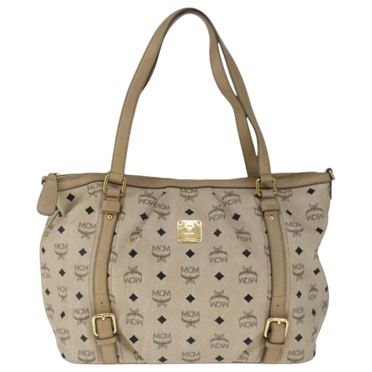 MCM Visetos Beige Canvas Tote Bag (Pre-Owned)