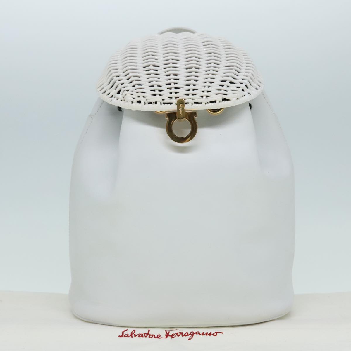 Salvatore Ferragamo White Leather Backpack Bag (Pre-Owned)