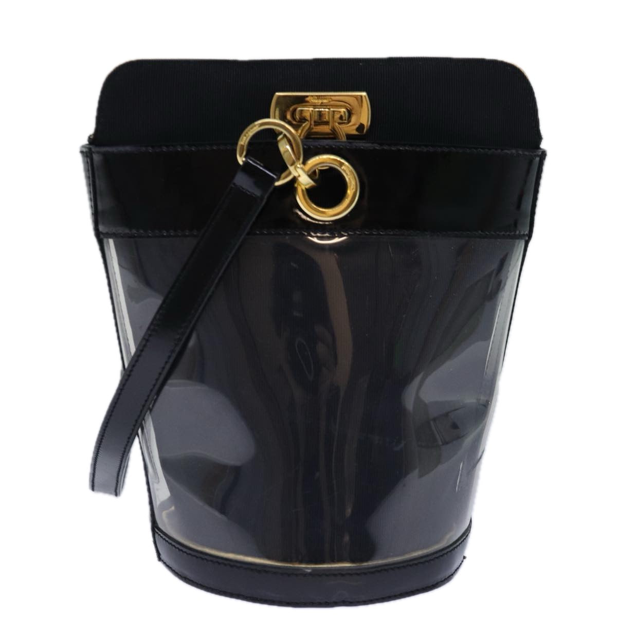 Salvatore Ferragamo Gancini Black Vinyl Shoulder Bag (Pre-Owned)