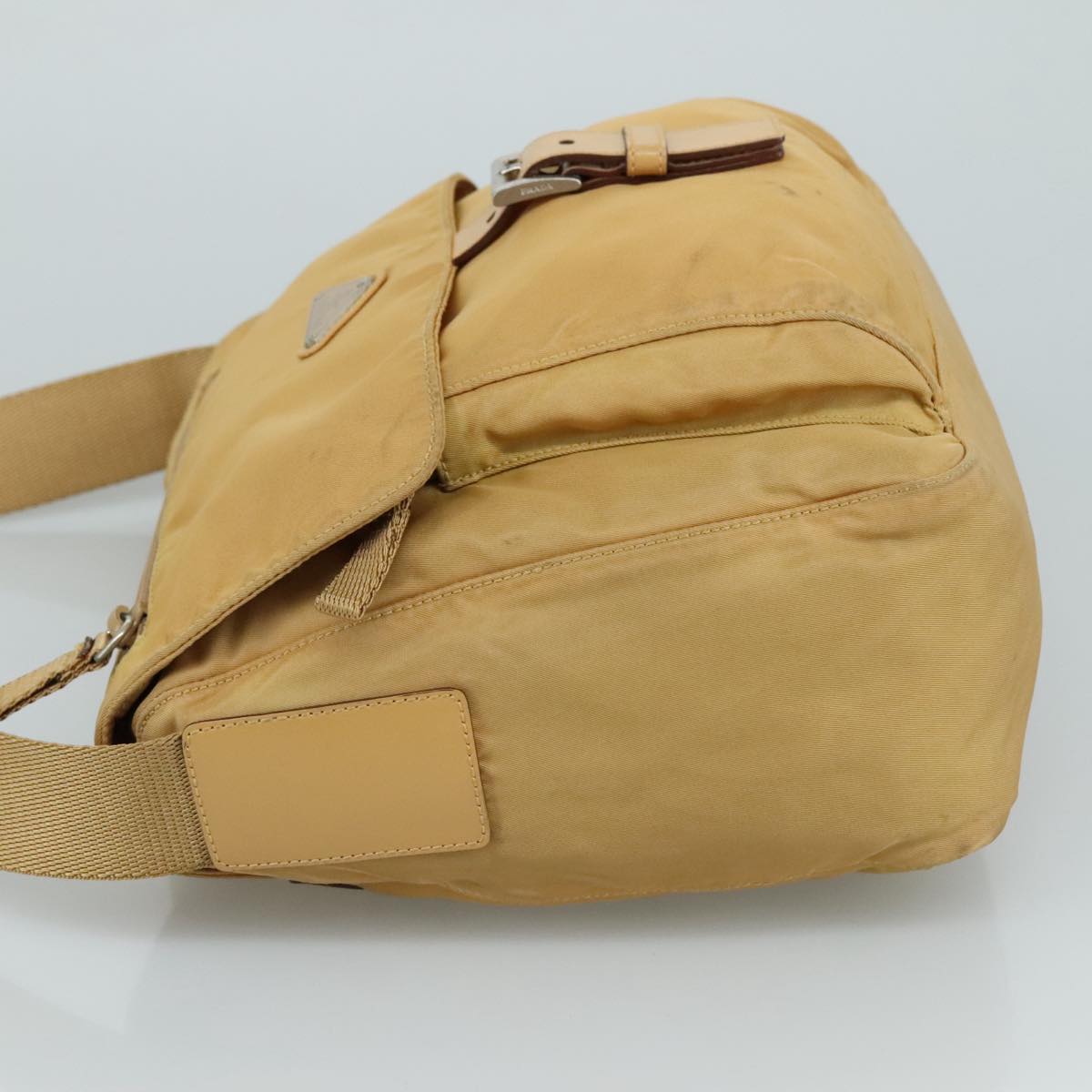 Prada Tessuto Beige Synthetic Shoulder Bag (Pre-Owned)