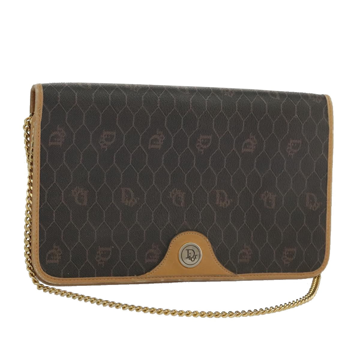 Dior Honeycomb Brown Canvas Shoulder Bag (Pre-Owned)