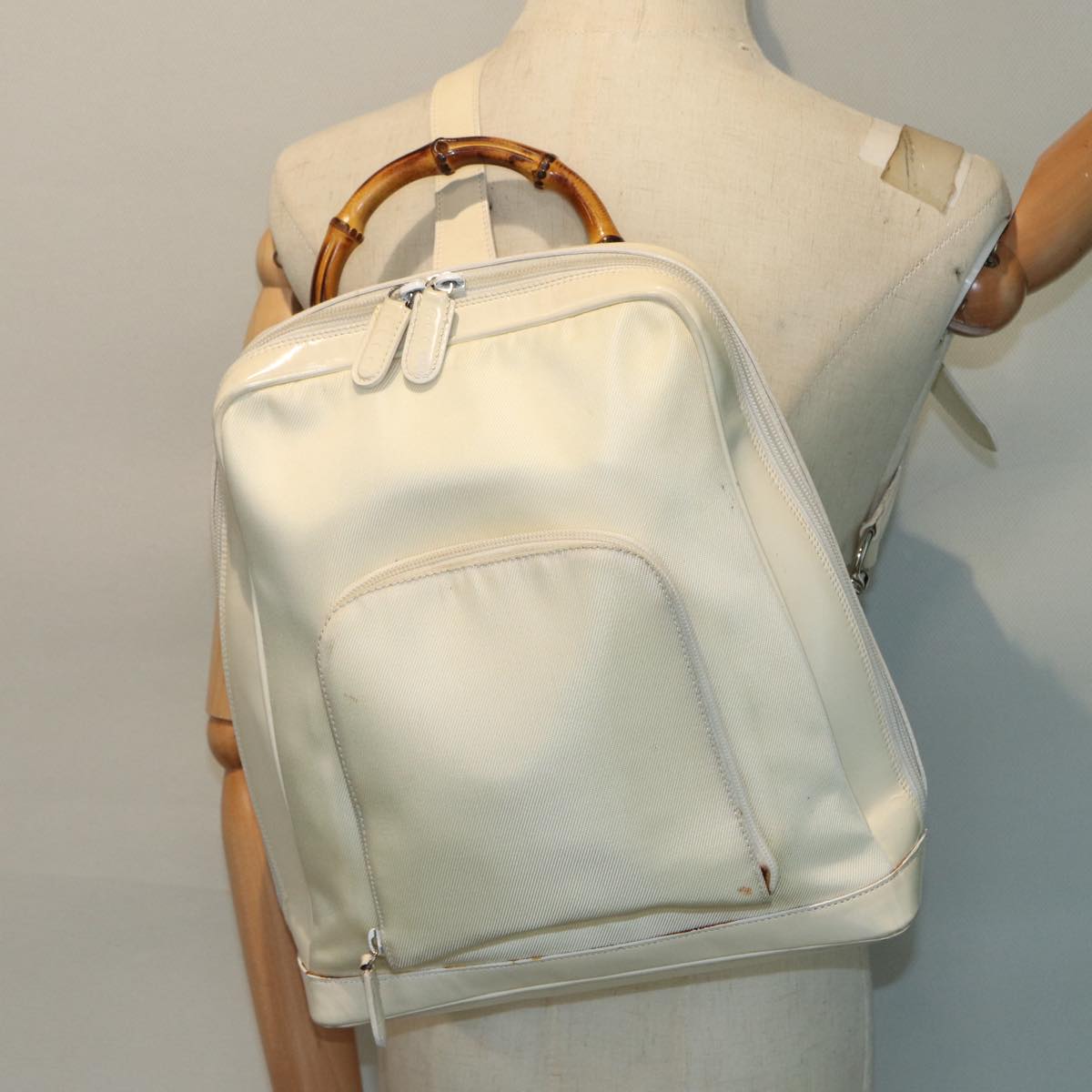 Gucci Bamboo White Leather Shoulder Bag (Pre-Owned)