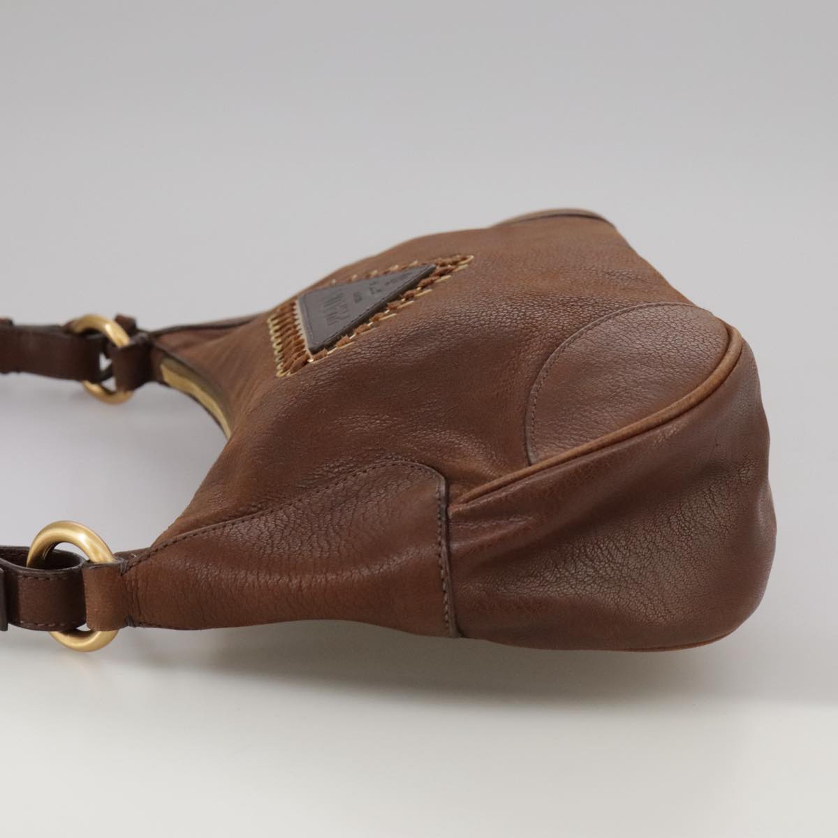 Prada Brown Leather Shoulder Bag (Pre-Owned)