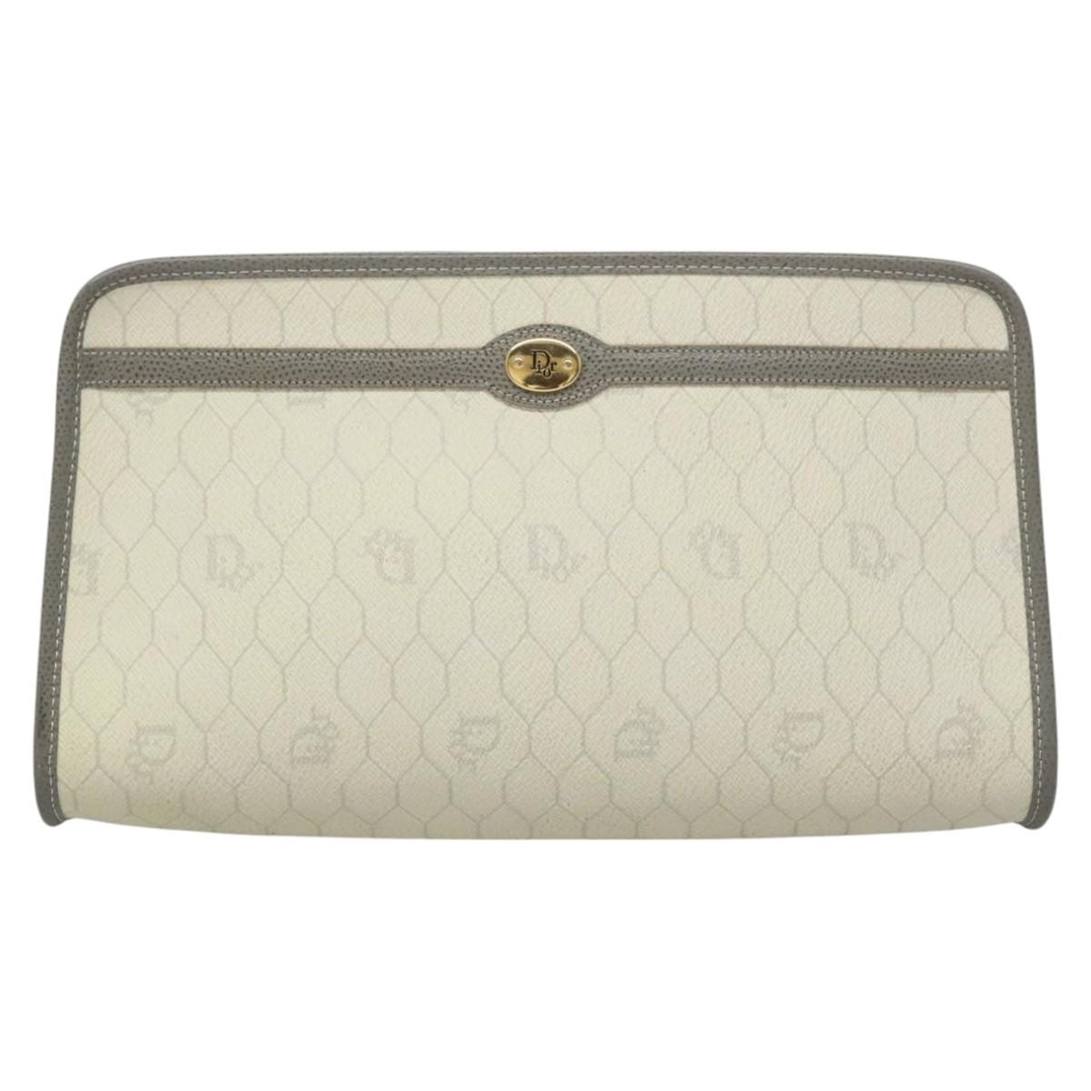 Dior Honeycomb Ecru Canvas Clutch Bag (Pre-Owned)