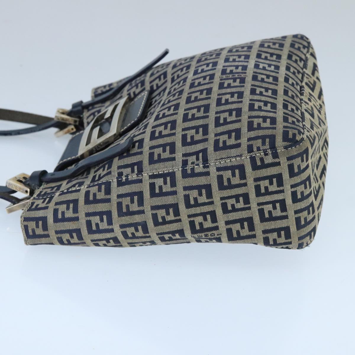 Fendi Zucchino Navy Canvas Handbag (Pre-Owned)