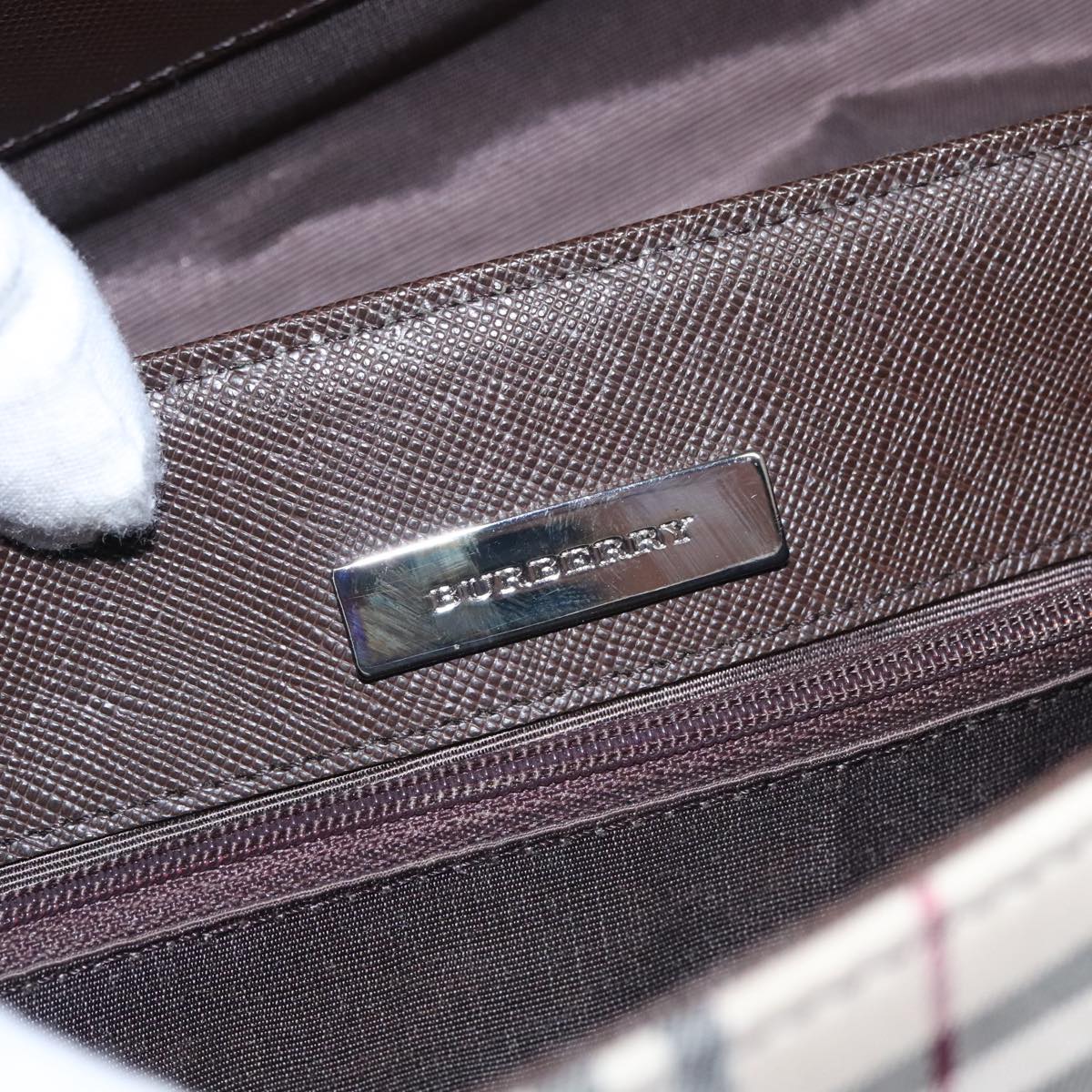 Burberry Nova Check Beige Canvas Shoulder Bag (Pre-Owned)