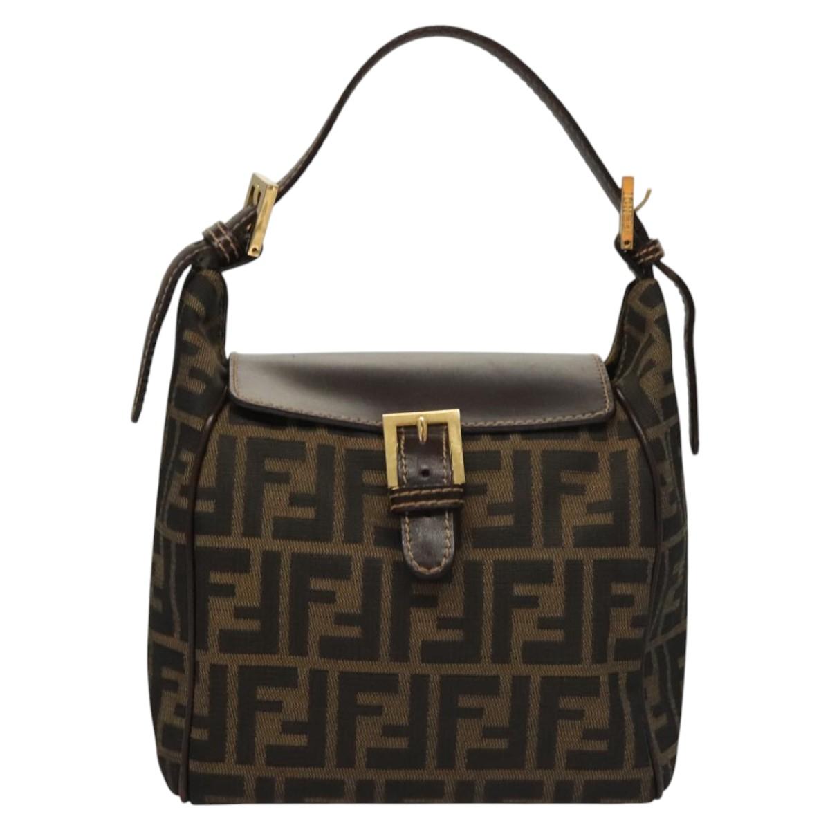 Fendi Zucca Brown Canvas Shoulder Bag (Pre-Owned)