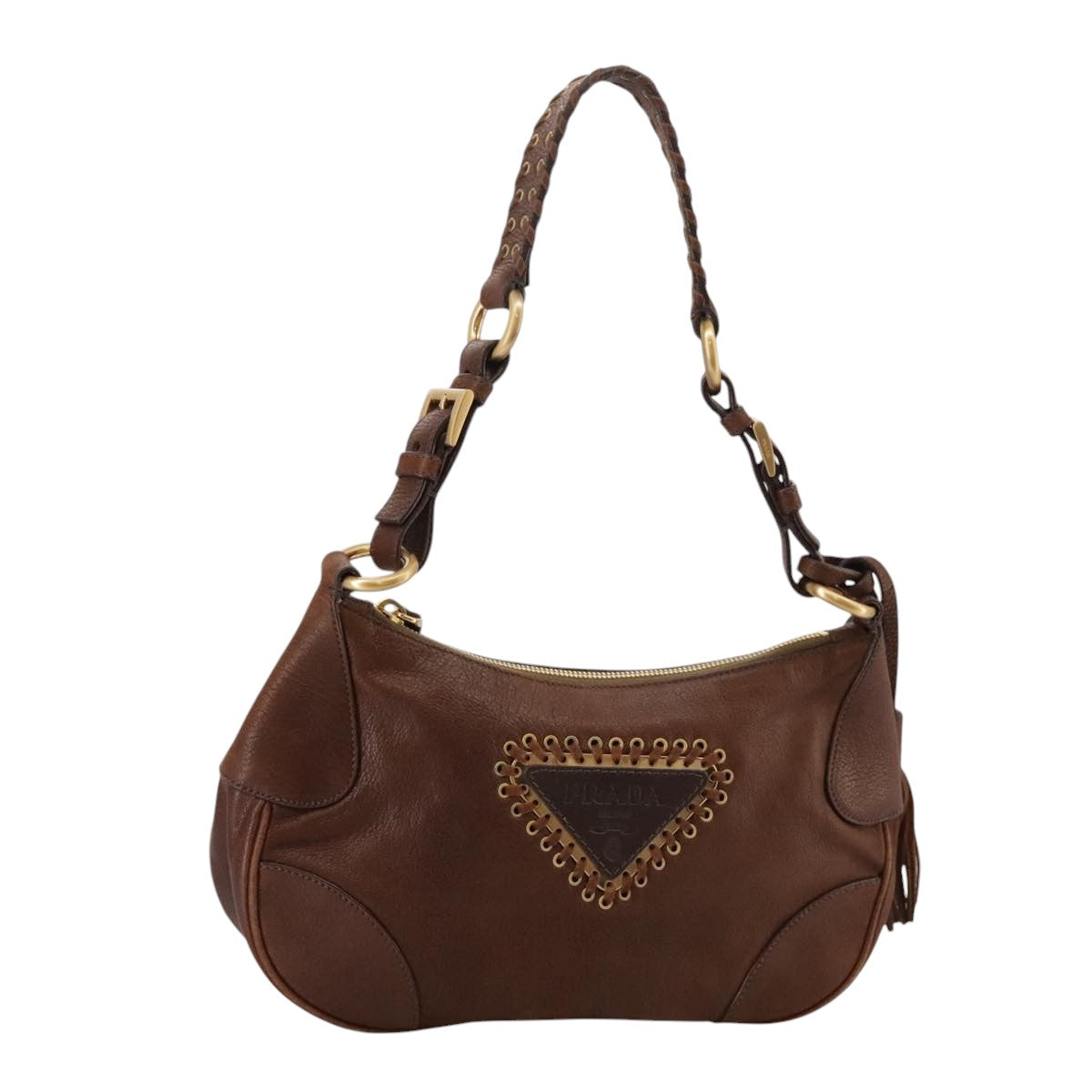Prada Brown Leather Shoulder Bag (Pre-Owned)