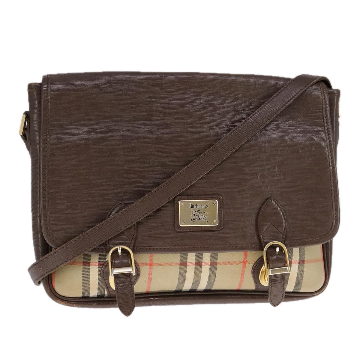 Burberry Haymarket Beige Canvas Shoulder Bag (Pre-Owned)