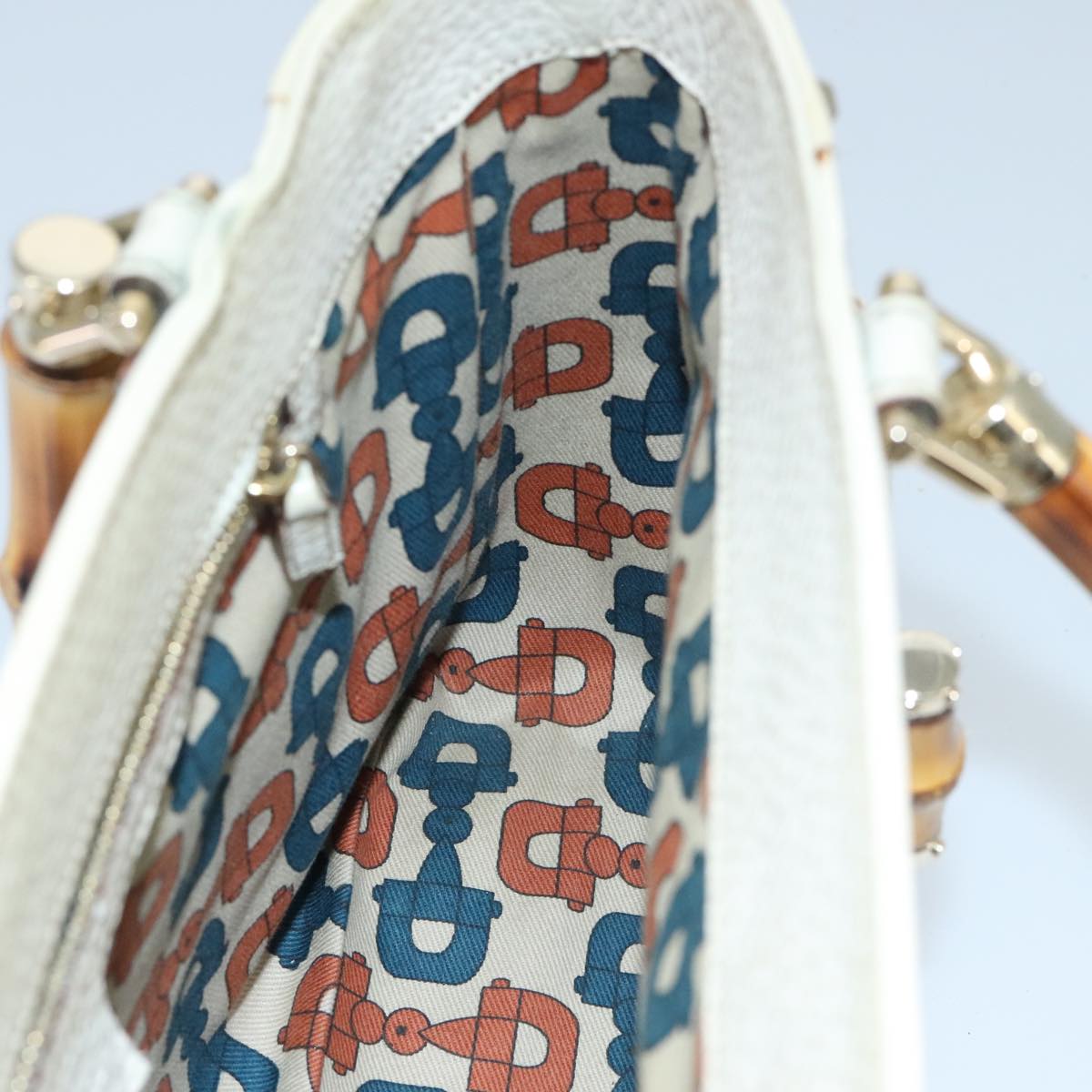 Gucci Bamboo White Leather Handbag (Pre-Owned)