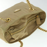 Prada Tessuto Beige Synthetic Shoulder Bag (Pre-Owned)