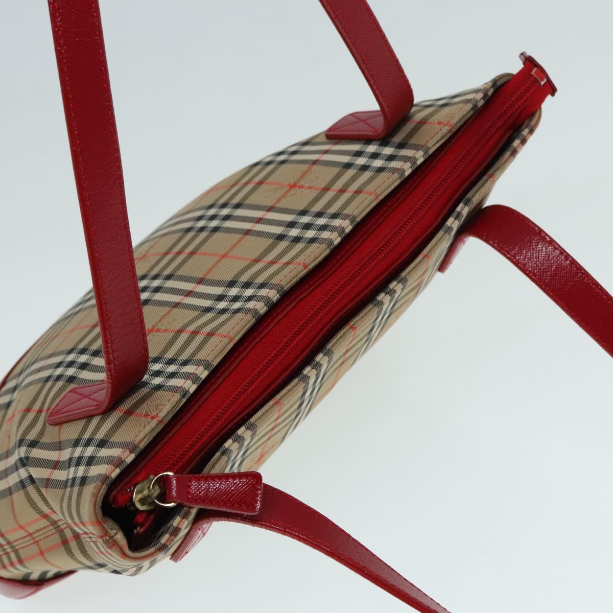 Burberry Nova Check Beige Canvas Handbag (Pre-Owned)