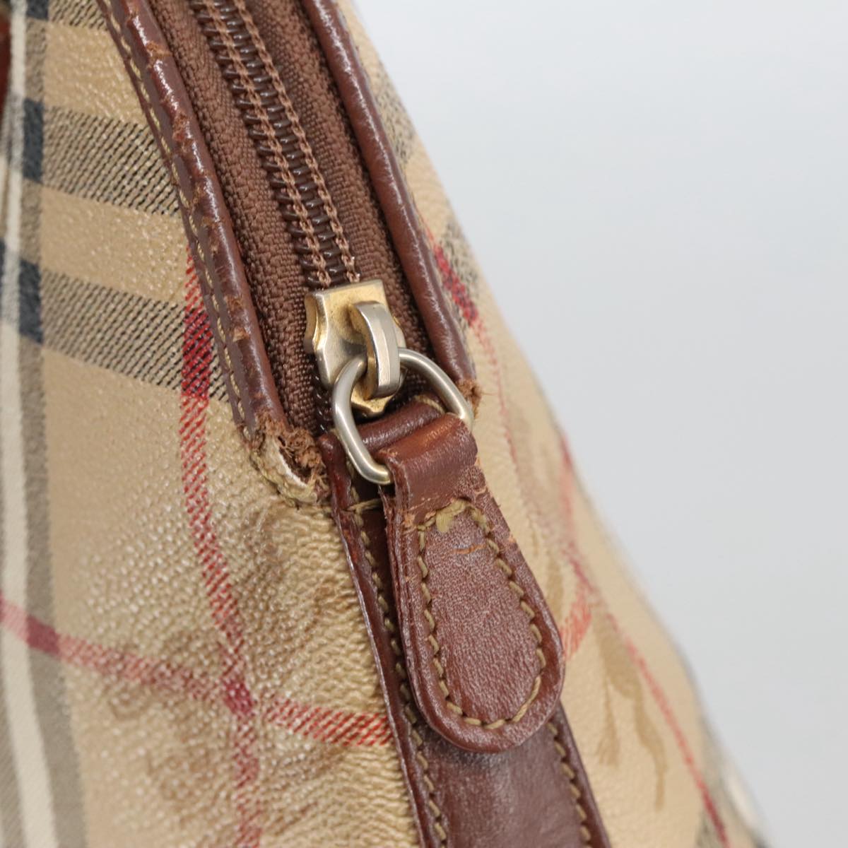 Burberry Nova Check Beige Canvas Handbag (Pre-Owned)