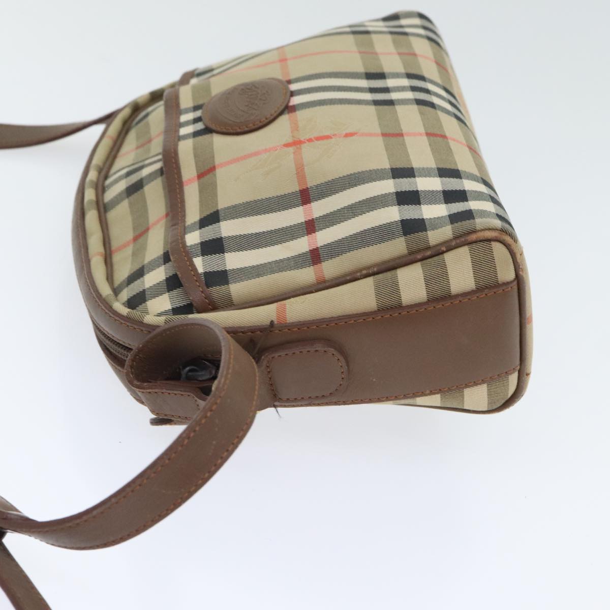 Burberry Nova Check Beige Canvas Shoulder Bag (Pre-Owned)