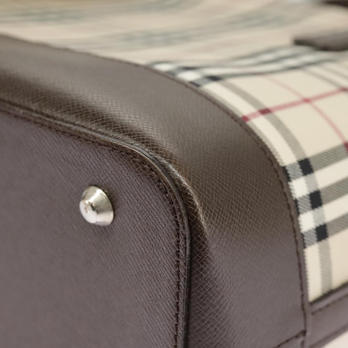 Burberry Nova Check Beige Canvas Handbag (Pre-Owned)