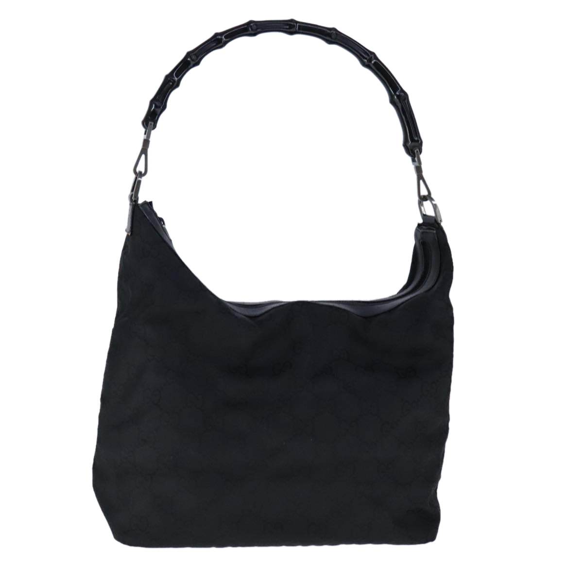 Gucci Bamboo Black Canvas Shoulder Bag (Pre-Owned)