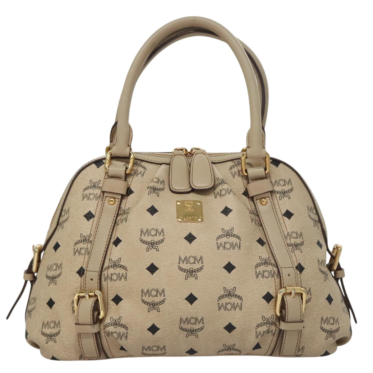 MCM Visetos Beige Canvas Handbag (Pre-Owned)