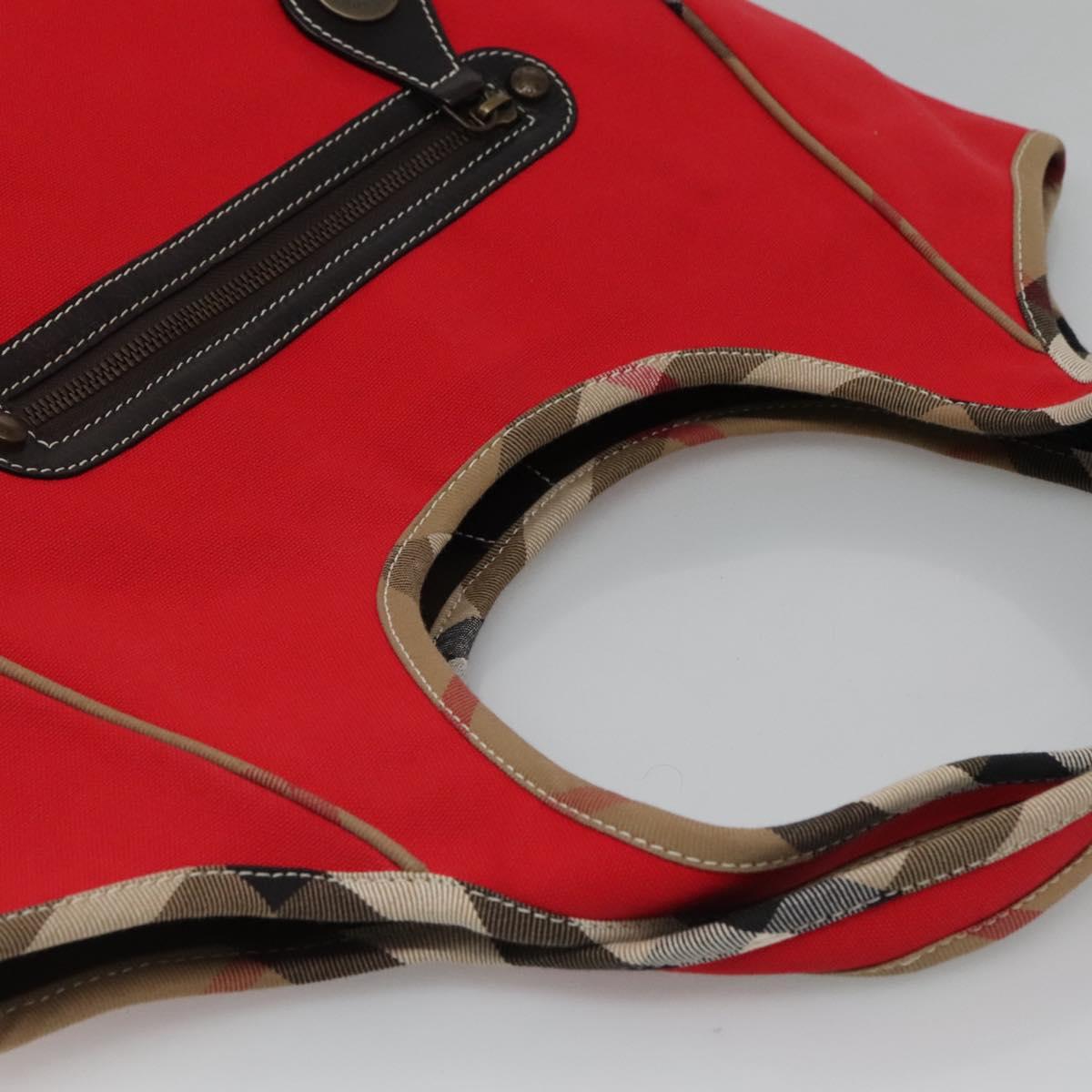Burberry Nova Check Red Canvas Tote Bag (Pre-Owned)